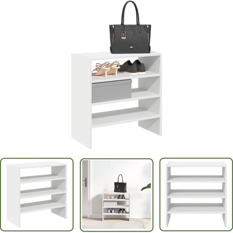 vidaXL Schuhregale 2 Stk. Stapelbar Weiß 60x30x30,5 cm (1/5)