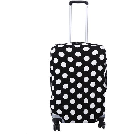Housse de protection extensible anti-poussière pour valise voyage, motif pois noir et blanc, taille S 18-22 pouces (1/5)