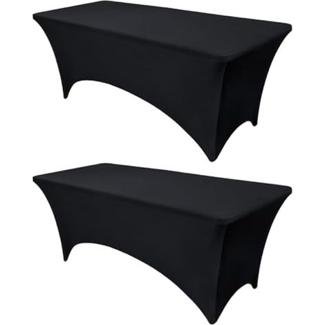 OutdoorLines Lot de 2 nappes noires en élasthanne pour table rectangulaire de 1,2 m – Nappe élastique ajustée pour lit de massage – Housses extensibles infroissables pour table de patio, fête, mariage (1/5)