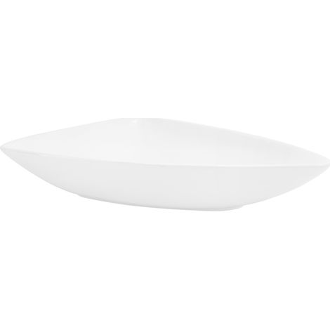 ML-Design Lavabo d' Appoggio in Ceramica Bianco Lucido Triangolare 690 x 460 x 130 mm Lavandino Design Moderno Minimalista Lavello Lavamani Sanitari Arredo per Bagno Toilette WC Ospiti Resistente