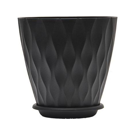 Pot de fleurs à arrosage automatique avec soucoupes, résistant aux UV, lot de 5, pour intérieur et extérieur, noir. (1/5)