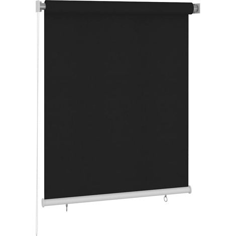 Store roulant d'extérieur brise-vue pare-soleil en HDPE noir 125 x 140 cm - PANGIVO (1/5)