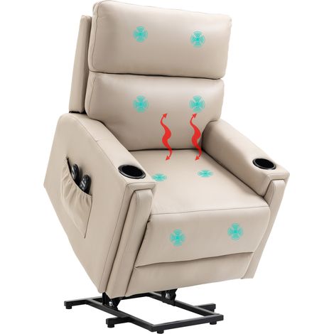 Beige Electric Riser Recliner Chair with Massage and Heat Function for Ultimate Comfort