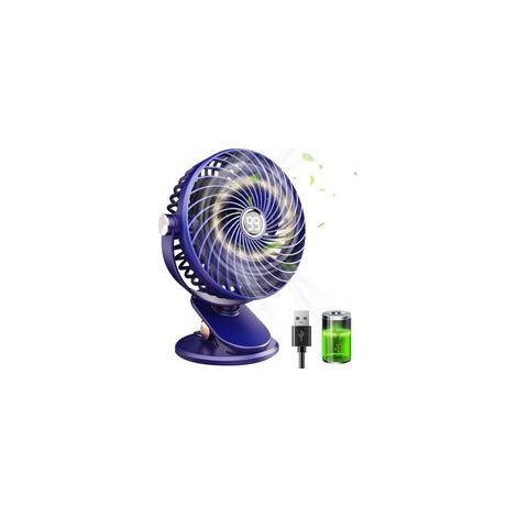 Mini-Tischventilator mit leisem USB-Anschluss, LCD-Display, 6000 mAh Akku, 5 Geschwindigkeitsstufen, 720°-Drehung, Clip-Ventilator für Zuhause, Büro und Camping (1/5)