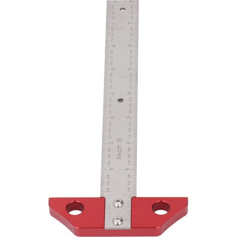 Équerre en T de 20 cm (8 pouces) pour le dessin, le travail du métal et la menuiserie. Règle à tracer avec échelle métrique et impériale. (1/5)