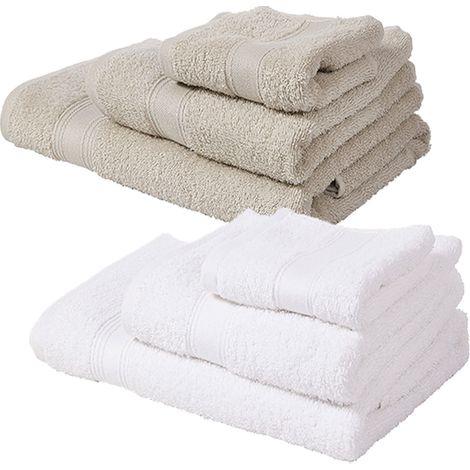 6 serviettes de bain: Couleur blanc et topo: serviettes à cordesrie 30x50 de l'évier 50x90 de douche 70x140 cm 450 GR / M2 100% coton (1/5)