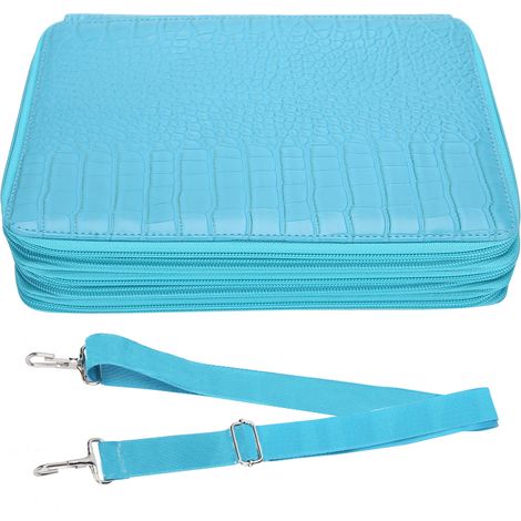 Colored Pencil Case 252Hole Large Capacity Art Painting Pen Portable PU Storage Bag(Blue ) (1/5)