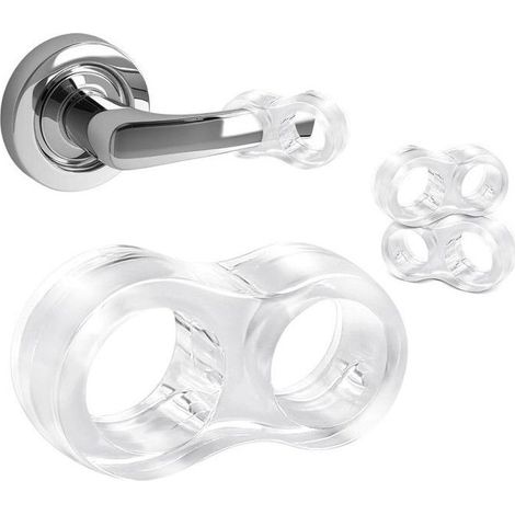 Set di 10 fermi per porte trasparenti in PVC - Doppio foro - Protegge porte e muri (1/5)