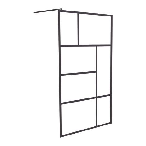 ONDEE ZEN - Paroi de douche FABRILIA - Verre trempé 8mm - Finition Noir mat - 90x200cm (1/4)