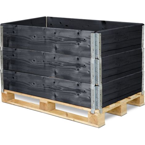 Garronda cadre en bois pour palette boîte de rangement en bois cadre en bois (sans palette) Anthracite 3 Pièce 120x80x20 cm GD-0096