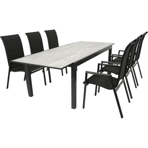 Garnitur FARO 7-teilig, Alu + Glas + Kunstgewebe schwarz (1/5)