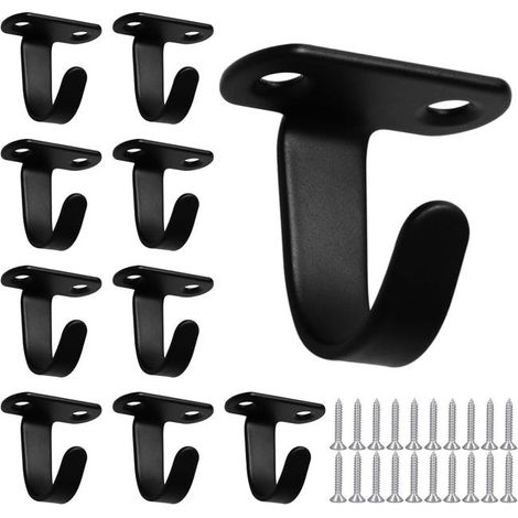 10 ganchos de acero inoxidable para techo/pared con 20 tornillos, ganchos de pared atornillables para baño y cocina (1/4)