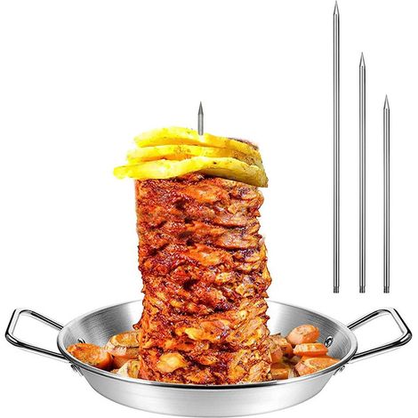 Plaque De Cuisson Avec Broche - Acier Inoxydable 304 - Pour Four Et Grill - Pour Shawarma Al Pastor Kebabs - 1 Pièce (1/5)