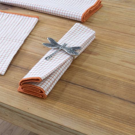 Serviette de table à carreaux en coton Brique 45x45 cm