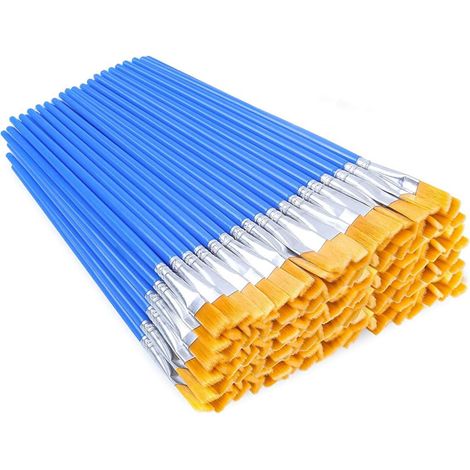 Lot de 50 Pinceaux Peinture Plats en Nylon Synthétique pour Artistes et Débutants, Petit Pinceau Fin Idéal pour Peinture Acrylique Huile Aquarelle Gouache Vernis Colle et Loisirs Créatifs en Classe (1/5)