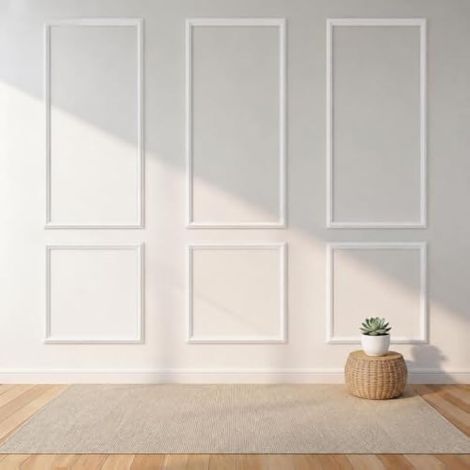 Lot de 6 Moulures Murales Prédécoupées, Panneaux de Lambris Prêts à Assembler Auto-adhésives Garnitures Murales 6 Cadres Décoration Murale pour Intérieure Salon et Chambre (1/5)
