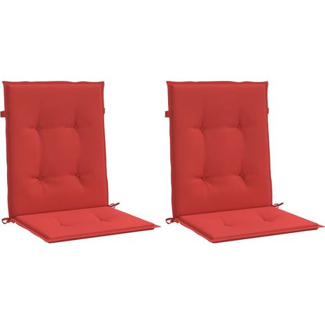 vidaXL Coussins de chaise de jardin à dossier bas lot de 2 rouge