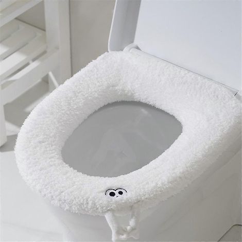 Tapis de bain épais et moelleux, housse de siège de toilette lavable, motif chien et lapin (1/3)