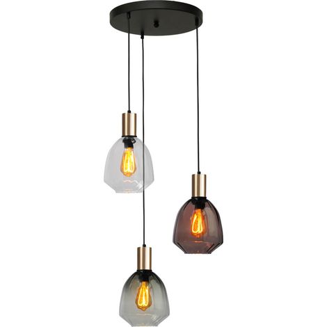 Suspension loft 3 lumières - or - Porto avec des lunettes Nicolette - 2712-05-02-35-3-234 (1/3)