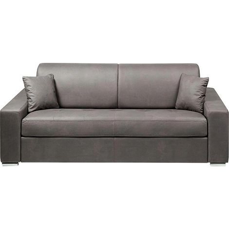 Canapé 4 places convertible express en tissu - Gris - Couchage 160 cm - Matelas 18 cm EMIR (1/3)