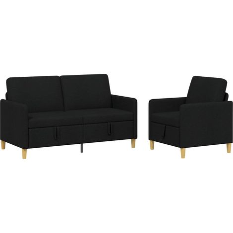 Sofa Set with Storage 2 pcs Black Polyester vidaXL (1/5)