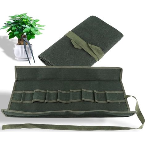 Sac de Jardinage en Toile Sac de Rangement Multifonctionnel Portable Ensemble D'outils Sac à roulettes Sac de Rangement D'outils de Jardinage Bonsaï (1/5)
