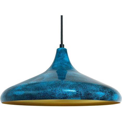 Lampe Suspendue Simple en Bleu – Lustre Vintage E27 Ø35 cm pour Salon, Chambre ou Salle à Manger (1/5)