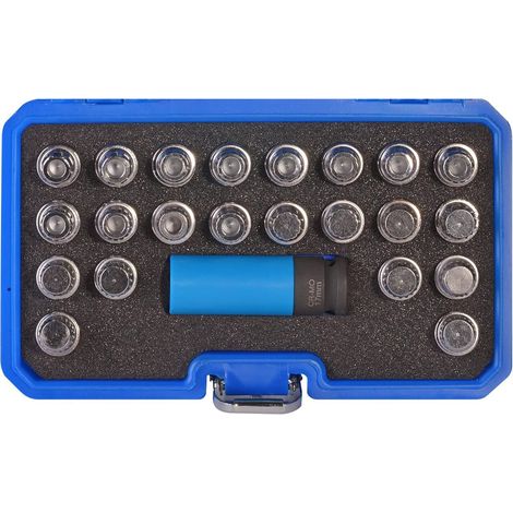 SW-Stahl 02382L Kit de démontage de serrure de jante, 23 pièces I adapté pour VW I serrure de jante - clé I outil de démontage I pour ouvrir l'antivol de roue ou la serrure de jante