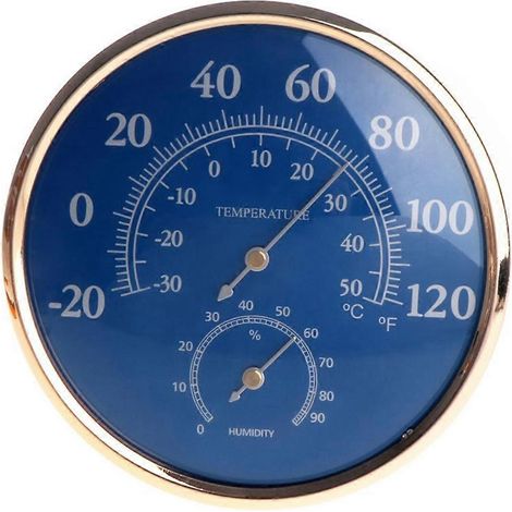 Thermomètre-hygromètre rond de haute précision, indicateur de température et d'humidité bleu pour la maison et le bureau (1/5)