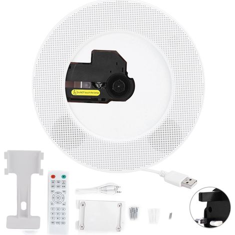 Support mural pour lecteur CD Q100 Bluetooth Audio avec télécommande, haut-parleur intégré, compatible CD AUX USB FM, prise UK (1/5)