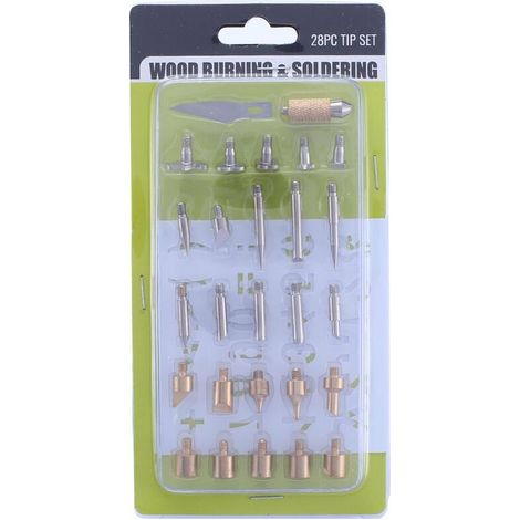 EASYCOMFORT Kit de Pyrogravure, Fer à Souder Kit Electrique, 60W 220500℃ Température Réglable Fer à Souder, avec 28pcs Différentes Pannes à Souder pour DIY Liège, Cuir, Gravure, Sculpture, Bois