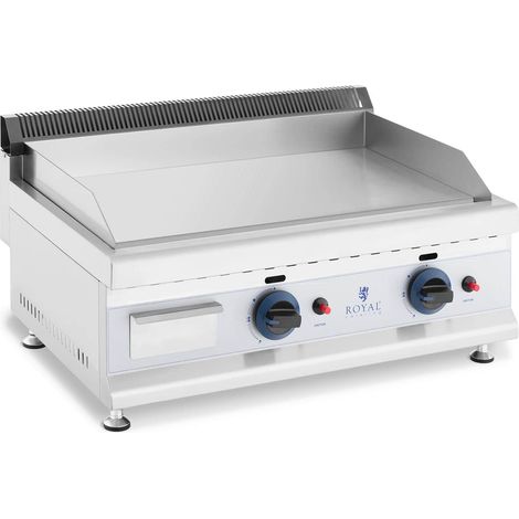 Plancha professionale a gas in acciaio inox 60 cm 2 zone cottura 2 x 3 100 watt (piastra 60 x 40 cm, 20 mbar, gas naturale, 50 - 300 °c, liscia, evacua il grasso) 140004038