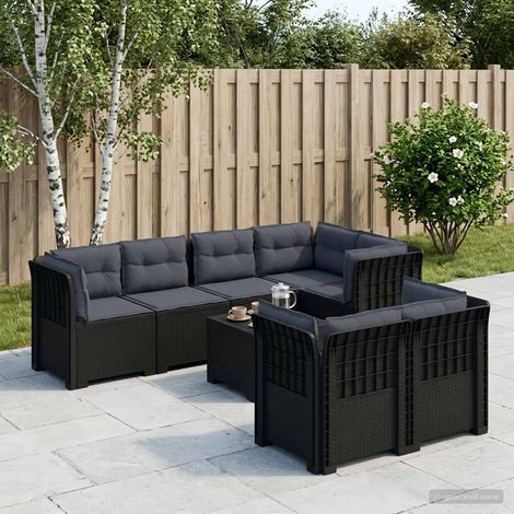 vidaXL Canapé de Jardin 7 Places avec Coussins Look Rattan PP (1/5)