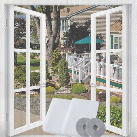 Fenster-Moskitonetz, universelles transparentes Fenster-Moskitonetz, selbstklebendes Moskitonetz, Moskitonetz zum Selbermachen, Heimwerkerbedarf, maximale Fenstergröße 150 x 180 cm (2er-Pack, Weiß)