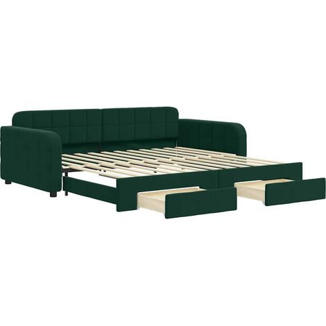 Maison Exclusive - Divano Letto Estraibile Cassetti Verde Scuro 100x200cm Velluto