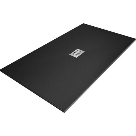 Mexen Hugo Rechteckige Duschwanne SMC 150 x 100 cm, schwarz, Inox-Abdeckung - 42701015-X (1/5)