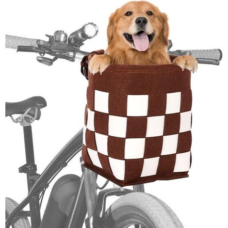 Sacoche de guidon avant marron et blanche : sacoche amovible pour vélo pliant électrique Felt, tricycle enfant, accessoires de vélo (1/5)