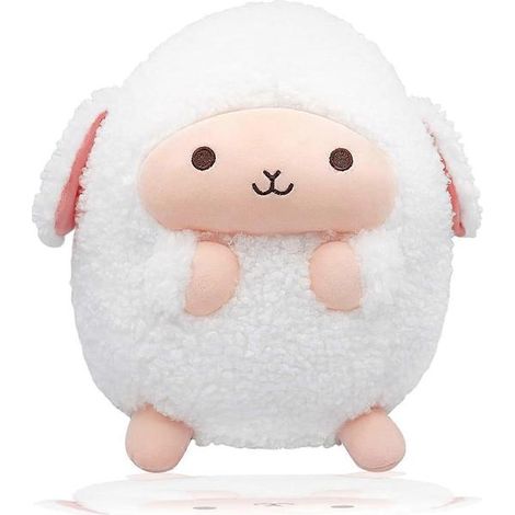 Peluche Mouton Mignonne, Coussin Doux à Câliner, Mini Coussins en Peluche Kawaii pour Enfants et Adultes, Blanc (23 cm, Petit) (1/5)