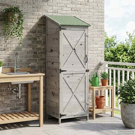 vidaXL  Garden Shed  with Roof Grey 59.5 x 56 x 176.5 cm Solid Fir Wood (1/5)