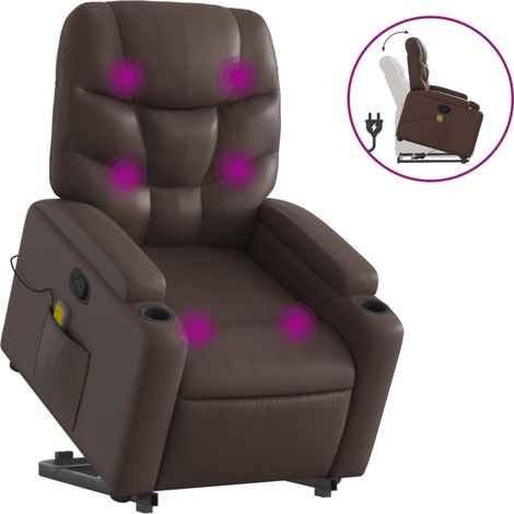 Maison Exclusive - Massagesessel mit Aufstehhilfe Braun Kunstlede