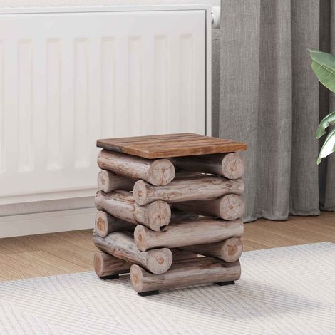 Hocker Natur 30 x 30 x 38 cm Massivholz Teak
