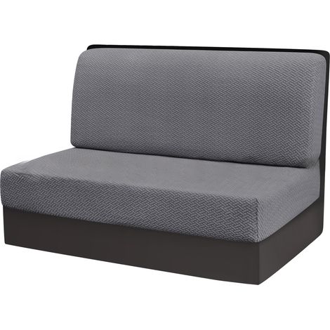 Fodera per cuscino da divano a T in jacquard elasticizzato con bordi incrociati - Set porta mappe per camper (08 grigio scuro, un set) (1/5)