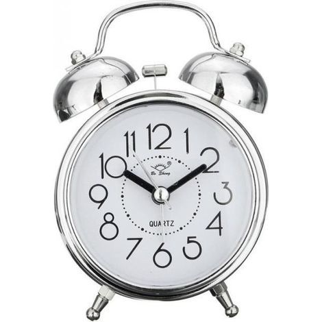 Silent Vintage Retro Alarm Clock with Pointer, Round Number, Double Bell, Loud Alarm Clock, Bedside Night Light, Home Decor (1/3)