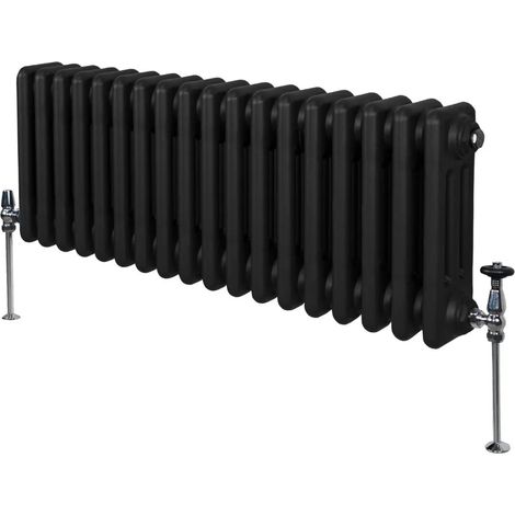 Traditional 3 Column Radiator - 300 x 832mm - Black
