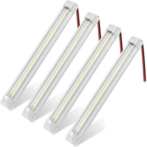 4PCS 12V Barre de lumière intérieure à LED Eclairage Voiture Lumineuse 108LED avec Interrupteur Marche/arrêt pour Van Camping (1/4)
