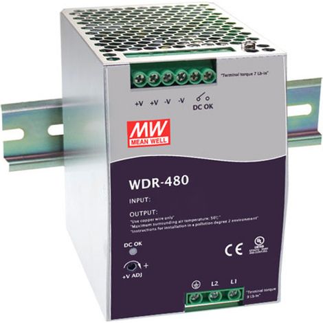 Rail d'alimentation Din 24v/480w 20a 180-550vac Mw Wdr-480-24