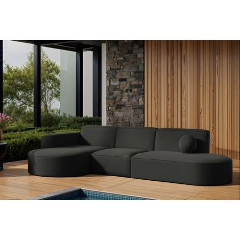 Garten Ecksofa SUNDAY in wetterfester Stoff ART-N Anthrazit Ottomane Links (1/2)