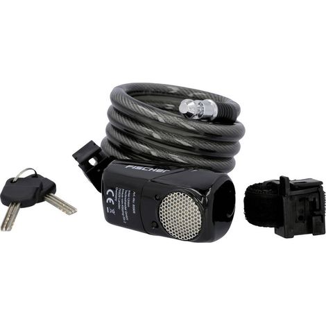FISCHER FAHRRAD Lucchetto con cavo a spirale Antracite con allarme Lucchetto a chiave