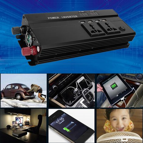 Convertisseur 4000W 12V/24V vers 220V Onduleur Voiture Sinus Modifié Écran LCD (1/5)