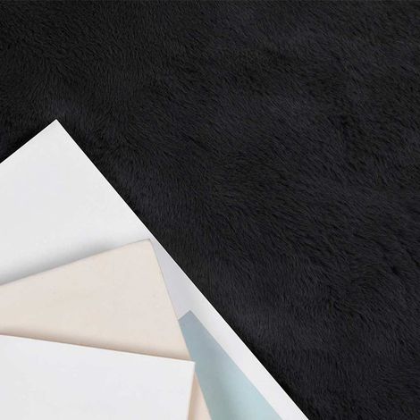 Tapis en Fourrure Synthétique de Lapin Noir 240 x 240 cm CFW49511 (1/5)